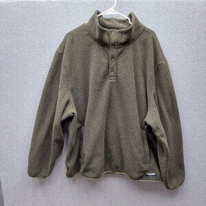 Alpine Design Mens XXL Olive Green Fleece Pullover Jacket With Snap Collar